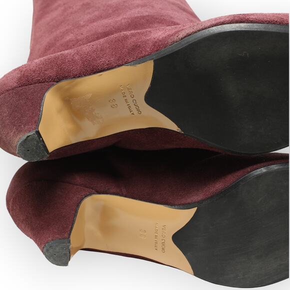 EU 38 ~ US 7.5/8 AnnaF Rosa Suede Sandy Boot KneeHigh 2.5" ConeHeel Italy Plum - Picture 10 of 16